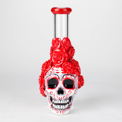 9" Rose sugar skull-themed glass bong [SK16] Glass Bong BB Canada