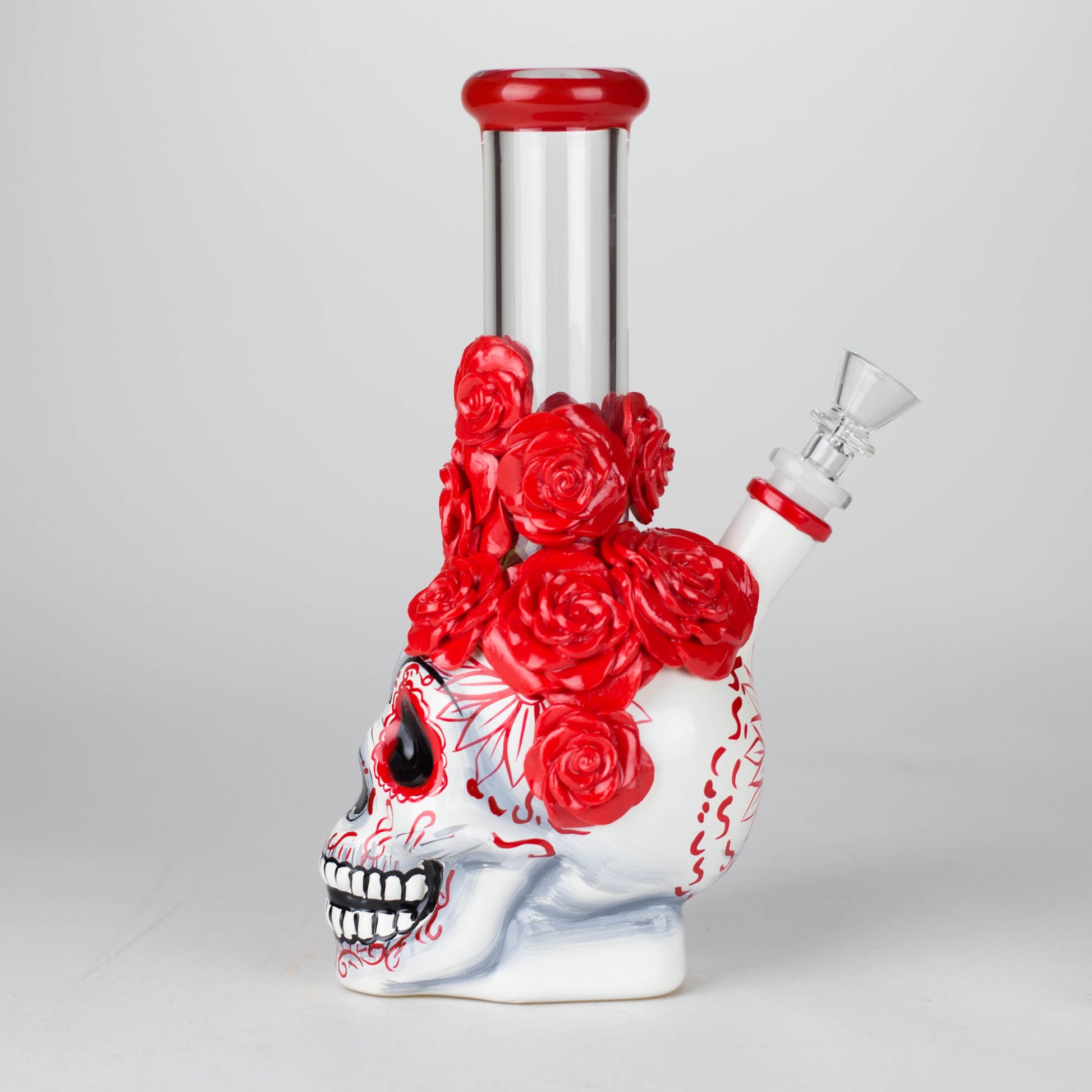 9" Rose sugar skull-themed glass bong [SK16] Glass Bong BB Canada