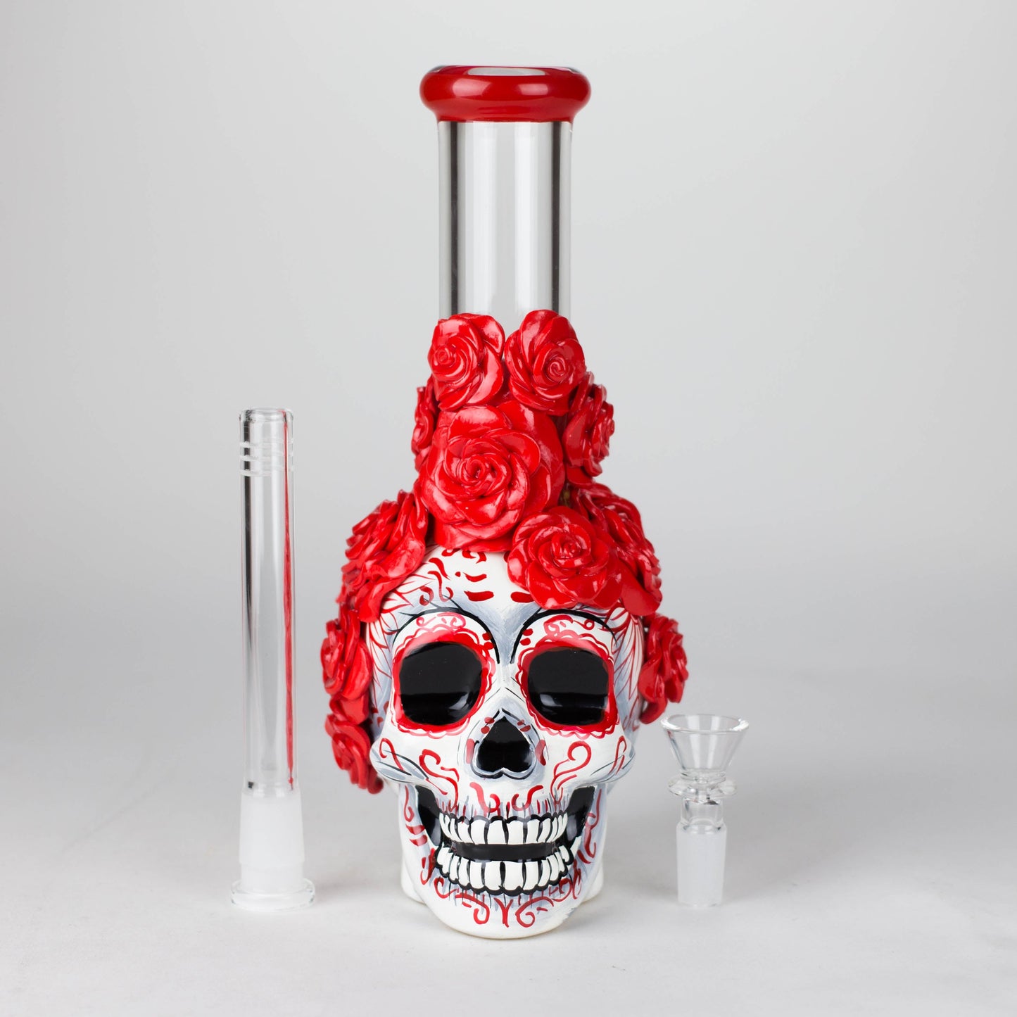 9" Rose sugar skull-themed glass bong [SK16] Glass Bong BB Canada