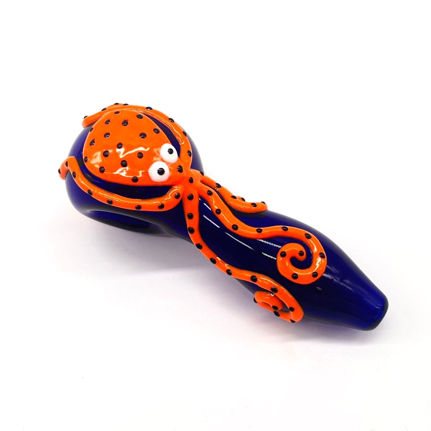 Octopus V2 Glow In The Dark Glass Smoking Spoon Hand Pipe Glass Pipe NIBO Distribution BLUE