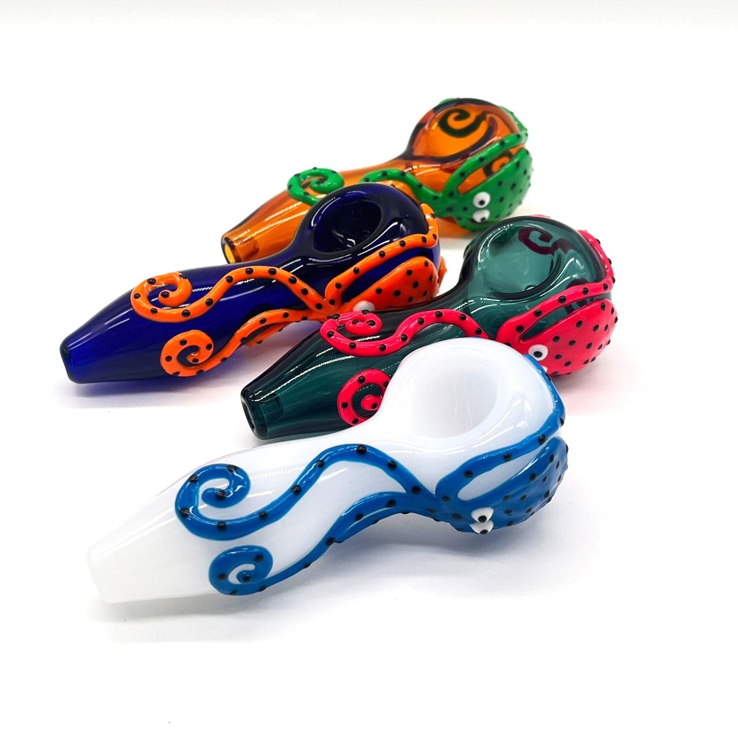 Octopus V2 Glow In The Dark Glass Smoking Spoon Hand Pipe Glass Pipe NIBO Distribution