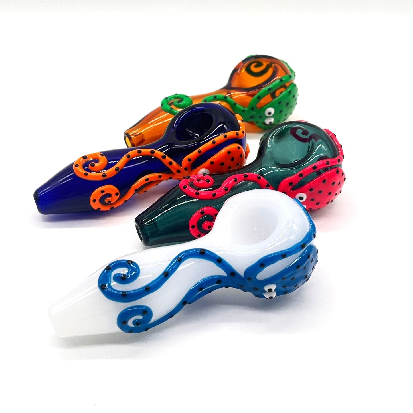 Octopus V2 Glow In The Dark Glass Smoking Spoon Hand Pipe Glass Pipe NIBO Distribution