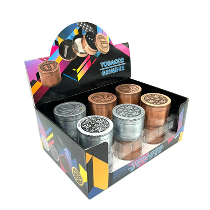 Hemp Design Metal Grinder 50mm 4pt Box of 12 [GRI205] Display Pack NIBO Distribution