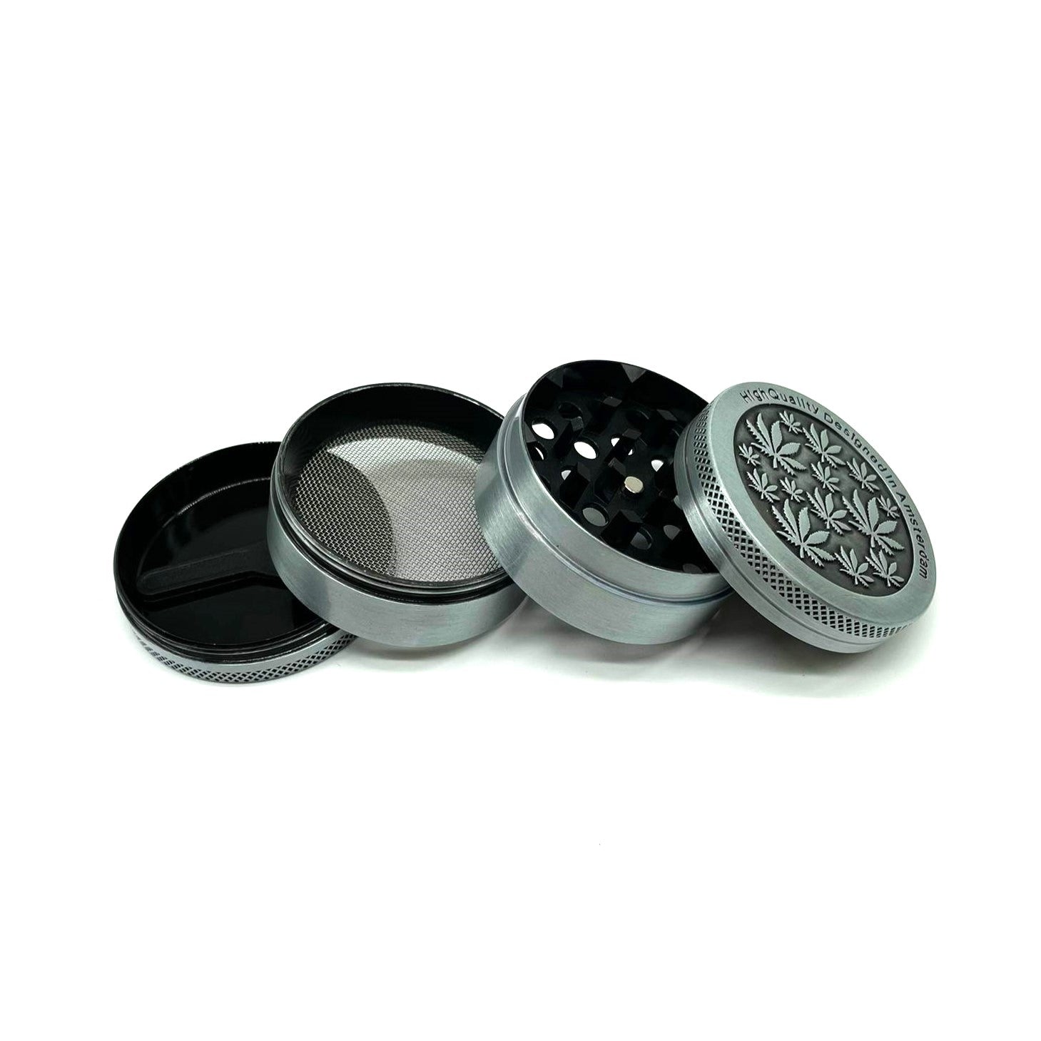 Hemp Design Metal Grinder 50mm 4pt Box of 12 [GRI205] Display Pack NIBO Distribution