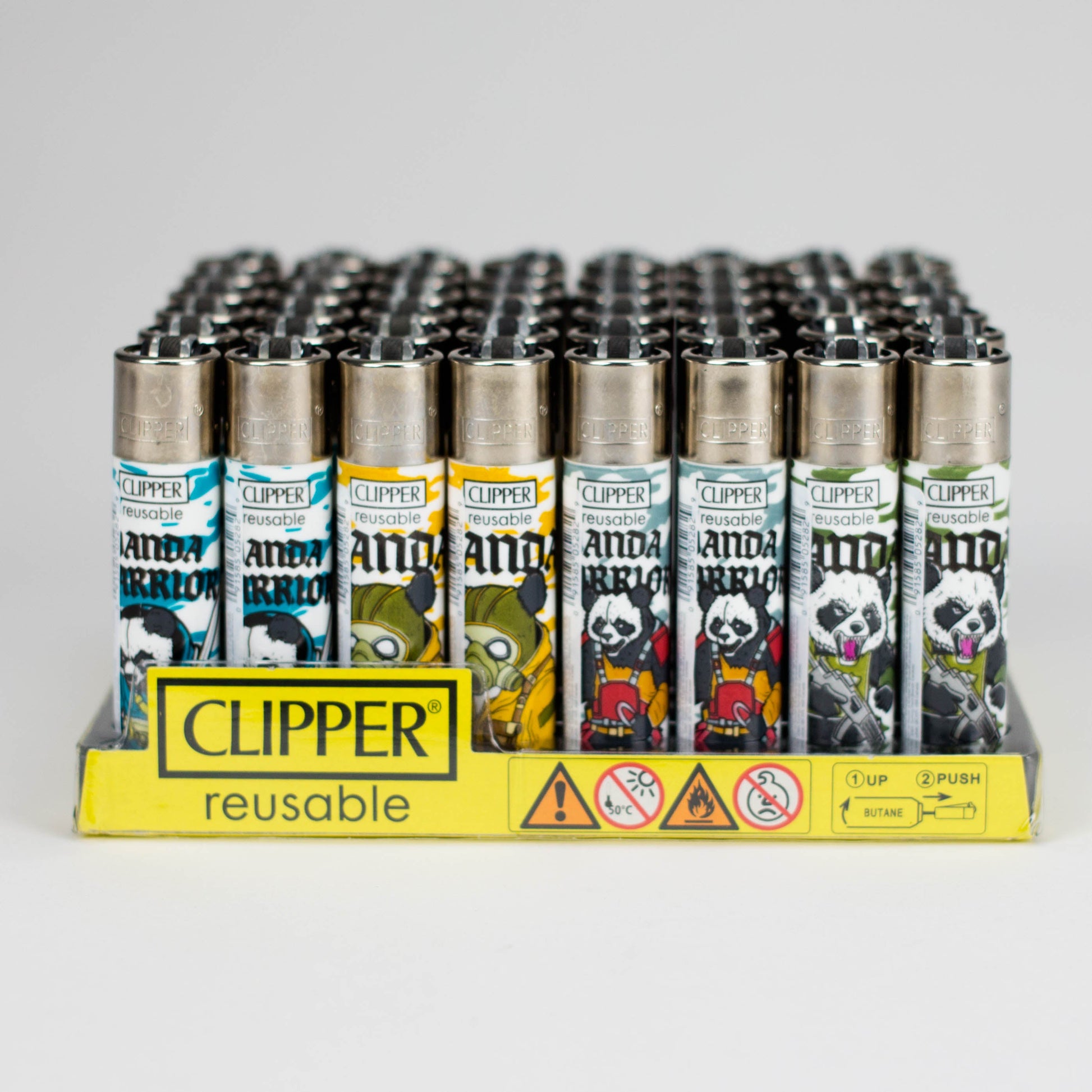 CLIPPER | Panda Warriers Classic Display of 48 [LT1001PAW] Lighter ONE