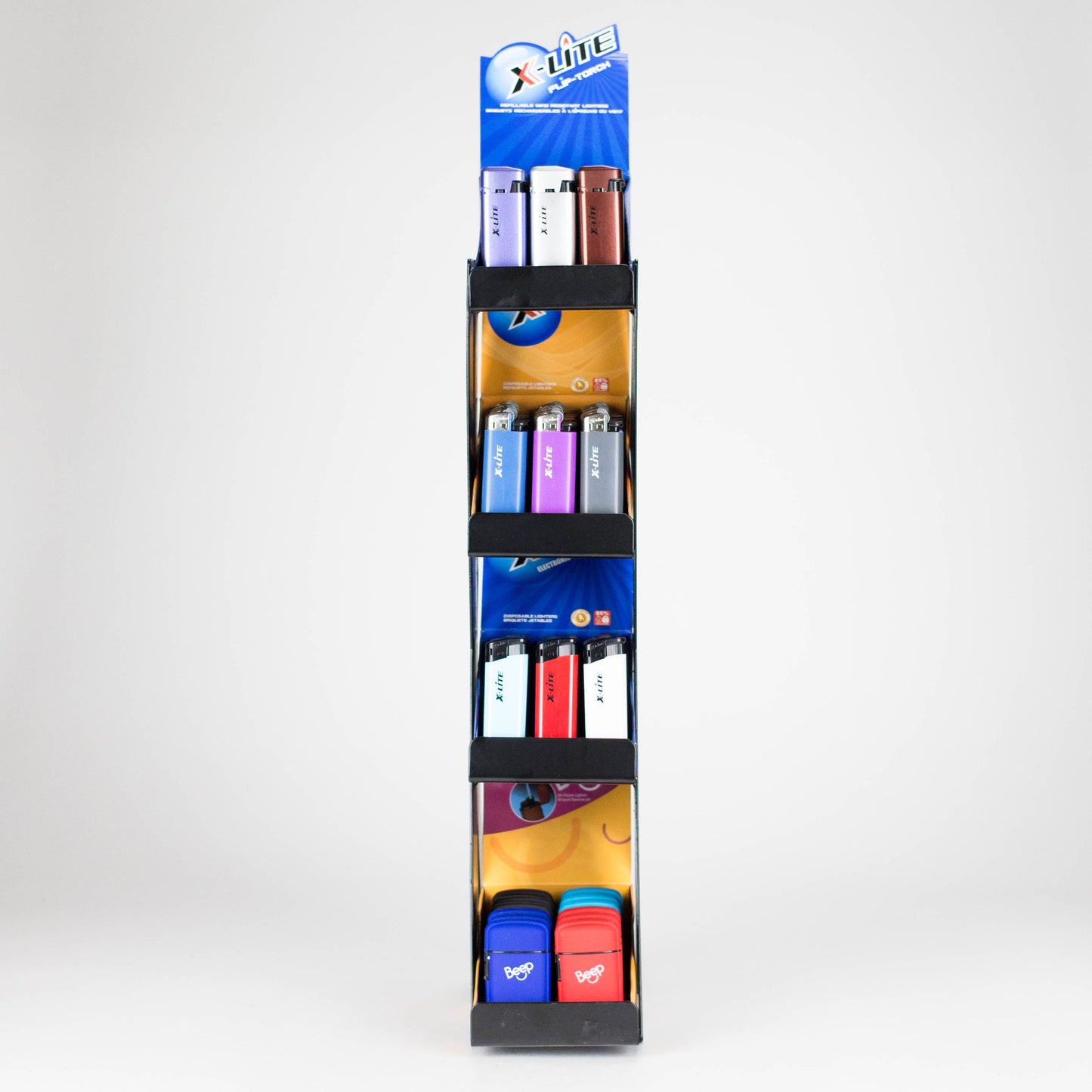 X-lite | 4-Tier Lighter Display Stand [XLC-102-DIS] – Holds 102 Assorted Lighters Lighter ONE