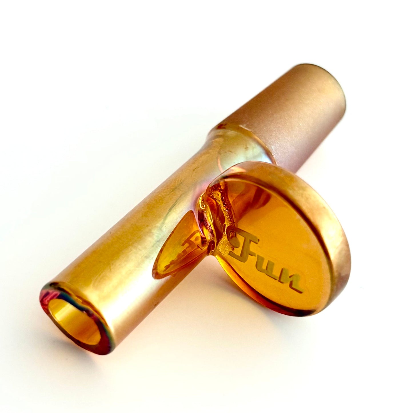 Fortune | Electroplate 14mm Glass Popper Bowl With Gold Logo Bowl · Popper Fortune Amber Orange
