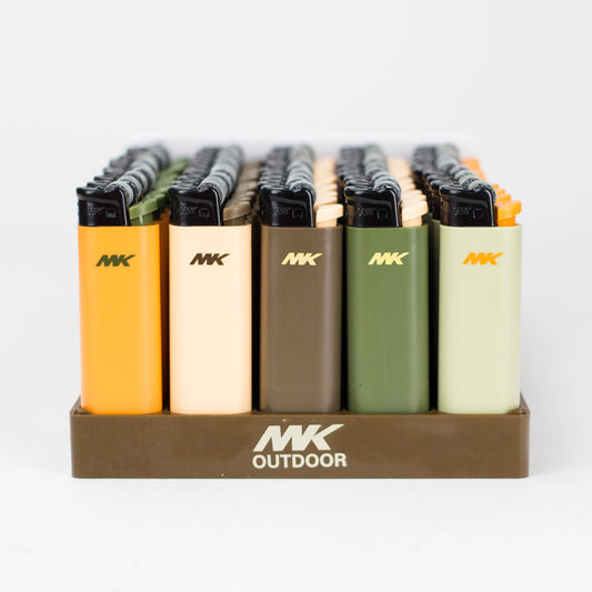 MK Lighter | Outdoor Regular Flame, Flint Strike Disposable Pocket Lighters - Display of 50 Lighter ONE Large [XLC-E15]