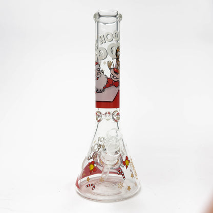 14" Holiday Series 7mm Thick Glass Water Bong – Glow in the Dark Glass Bong LEHIGH WHOLESALE JOLLY REINDEER SANTA