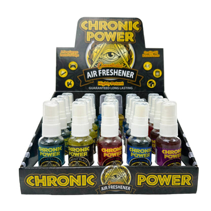 CHRONIC POWER AIR FRESHENER – Box of 20 | Long-Lasting, Concentrated Oil-Based Scents Odour Eliminator Spray LEHIGH WHOLESALE