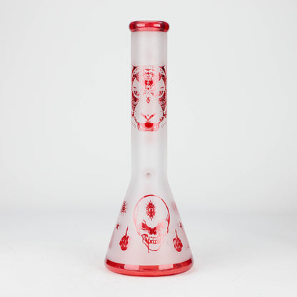FOGGX | 14" Sandblasted Frosted Small Skull Beaker Glass Water Pipe – 7mm Thick [FT1649ATS] Glass Bong LEHIGH WHOLESALE