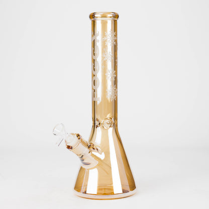 FOGGX | 14" Glass Water Pipe [FTLL01] – 7mm Glass Bong LEHIGH WHOLESALE Gold