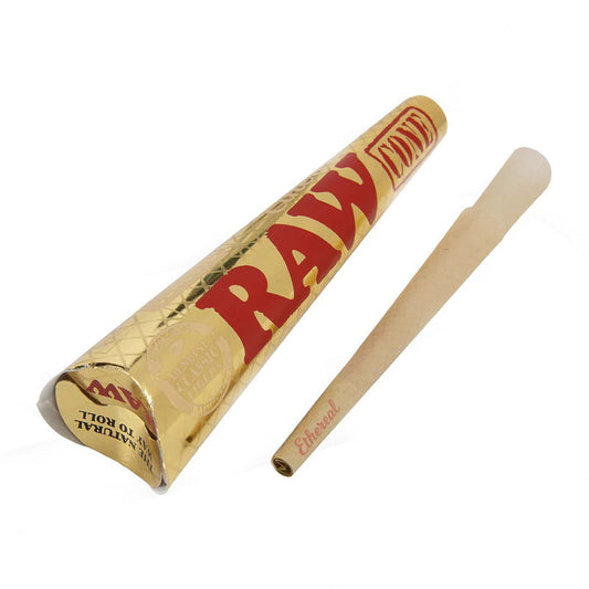RAW | Ethereal King Size Unrefined Pre-Rolled Cones – 3 Pack (Box of 32) Pre-rolled Cone (Display Pack) ONE