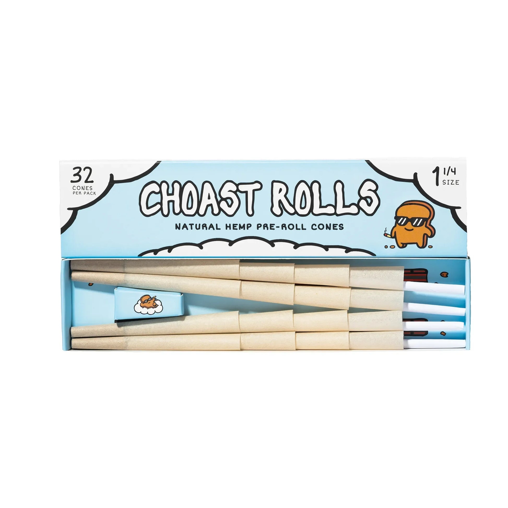 Choast Rolls | 32 Pack Bulk Hemp Cones 1 1/4 | Made in France Pre-rolled Cone (Display Pack) Choast