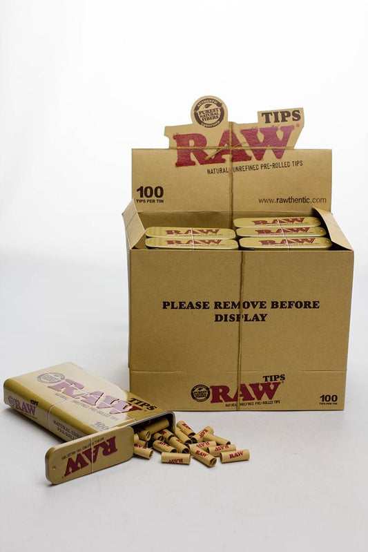 Raw Rolling paper pre-rolled filter tips 100 in a tin case Filter Tip ONE