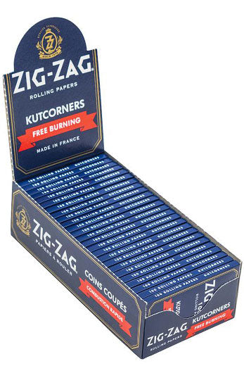 Zig Zag Free burning Blue Papers Kutcorners Single Wide Size ONE