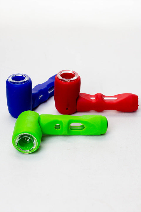 Silicone hand pipe with multi holes glass bowl and tube ( GP1537 ) Silicone Pipe ONE