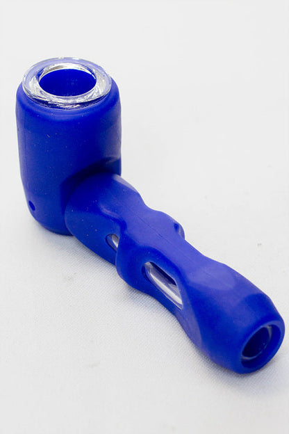 Silicone hand pipe with multi holes glass bowl and tube ( GP1537 ) Silicone Pipe ONE Blue