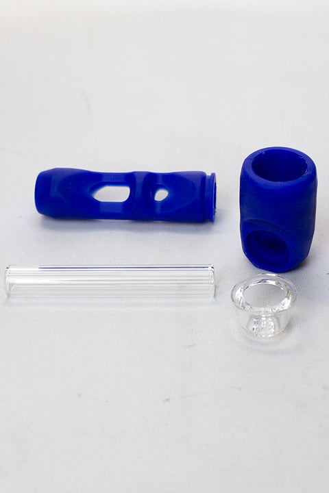 Silicone hand pipe with multi holes glass bowl and tube ( GP1537 ) Silicone Pipe ONE