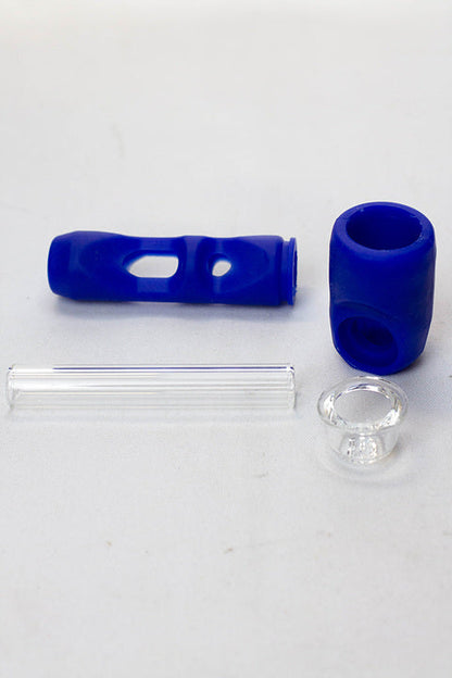 Silicone hand pipe with multi holes glass bowl and tube ( GP1537 ) Silicone Pipe ONE