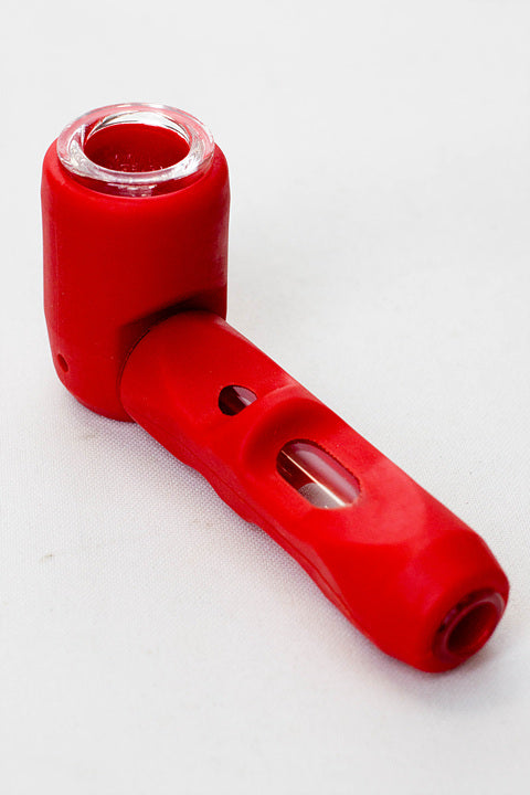 Silicone hand pipe with multi holes glass bowl and tube ( GP1537 ) Silicone Pipe ONE Red