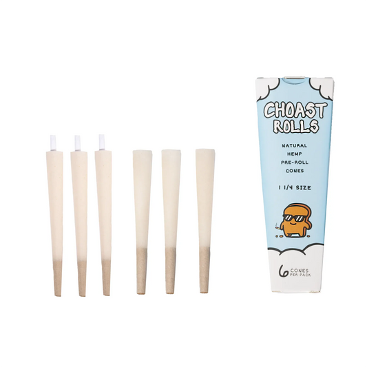 Choast Rolls | 6 Pack 1 1/4 Hemp Cones - 15 Packs Per Box | Made In France Pre-rolled Cone (Display Pack) Choast