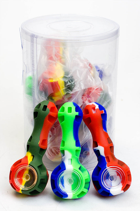 10-Pcs Silicone hand pipe with glass bowl and Dab tool ( GP1651 ) Silicone Pipe ONE