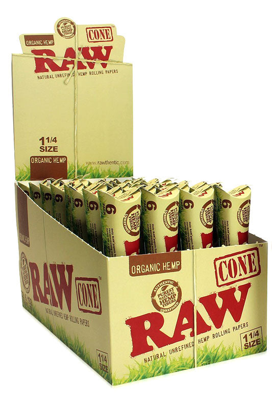 Raw organic cone 1 1/4 - 32 packs Pre-rolled Cone (Display Pack) ONE