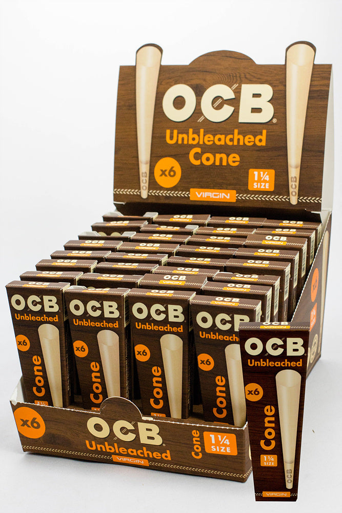 OCB Pre-rolled Cone - Virgin Unbleached Rolling Paper - 1 1/4 Pre-rolled Cone (Display Pack) ONE