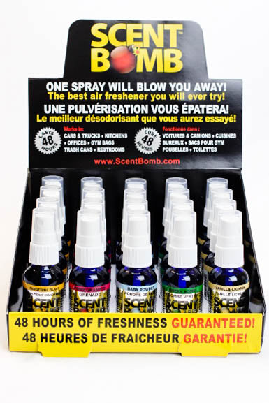 Scent Bomb air fresheners #2 - display of 20 Odour Eliminator Spray ONE