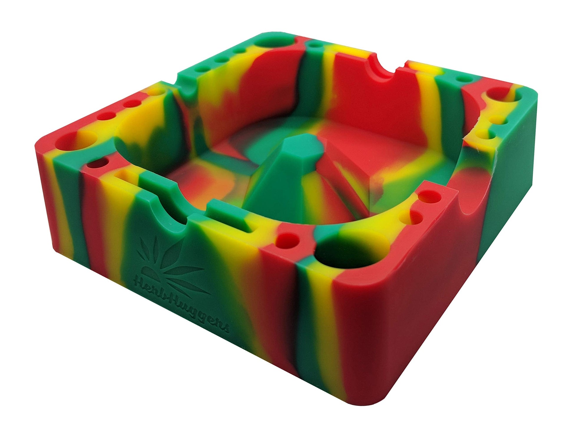 Herbhuggers | Premium Silicone Ashtray Featuring Center Tap Ash and Glassware Clearer with Accessory Organizing Slot Holders Silicone Ashtray ONE
