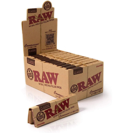 RAW Classic Connoisseur 1¼ Rolling Paper w/Tips 1 - 1/4" Size ONE