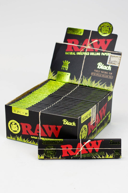 RAW Black Organic Hemp Rolling Paper 1 - 1/4" Size ONE King - 50 packs