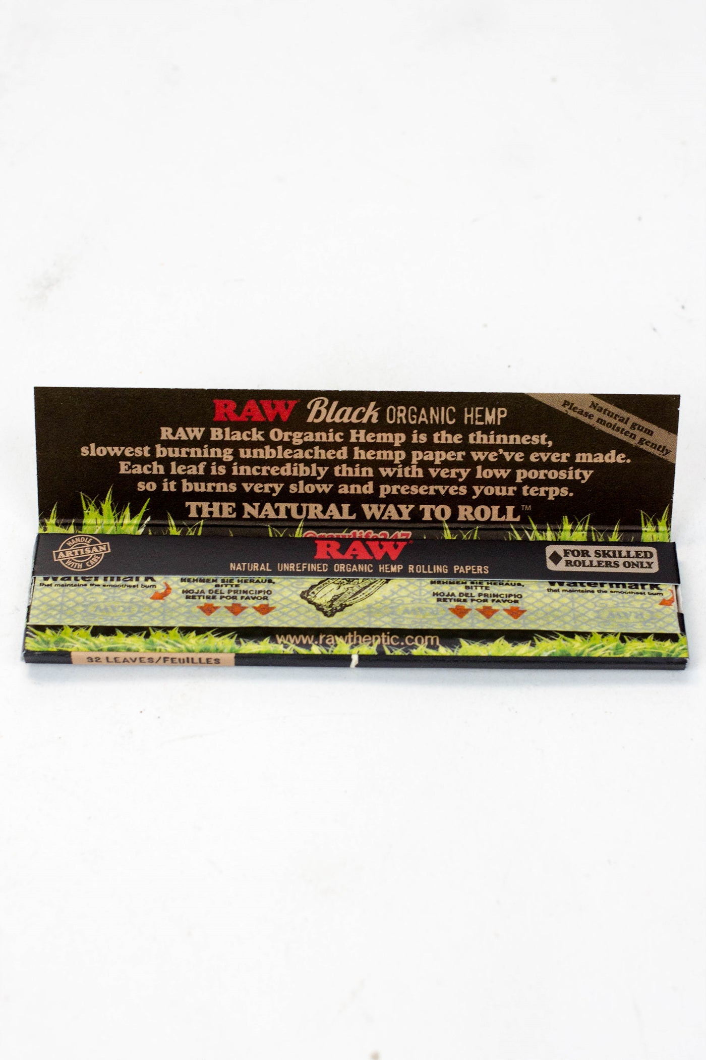 RAW Black Organic Hemp Rolling Paper 1 - 1/4" Size ONE