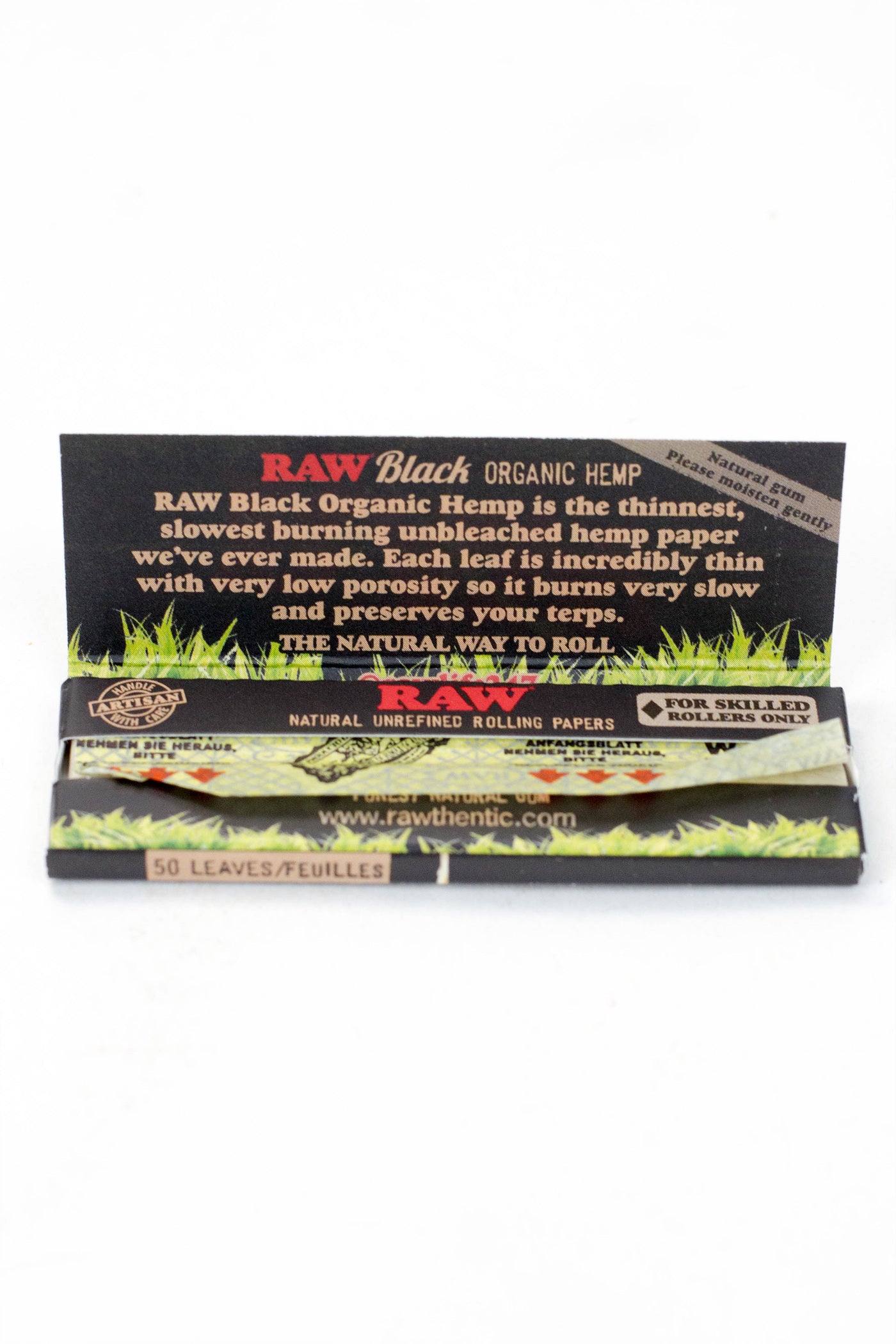 RAW Black Organic Hemp Rolling Paper 1 - 1/4" Size ONE