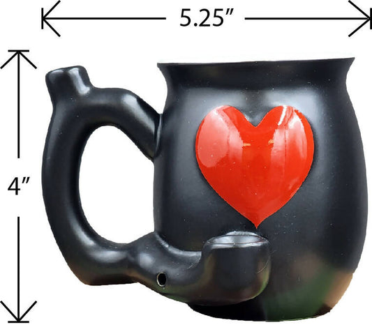 embossed red heart mug - white inside Mug Pipe Roast and Toast Gifts