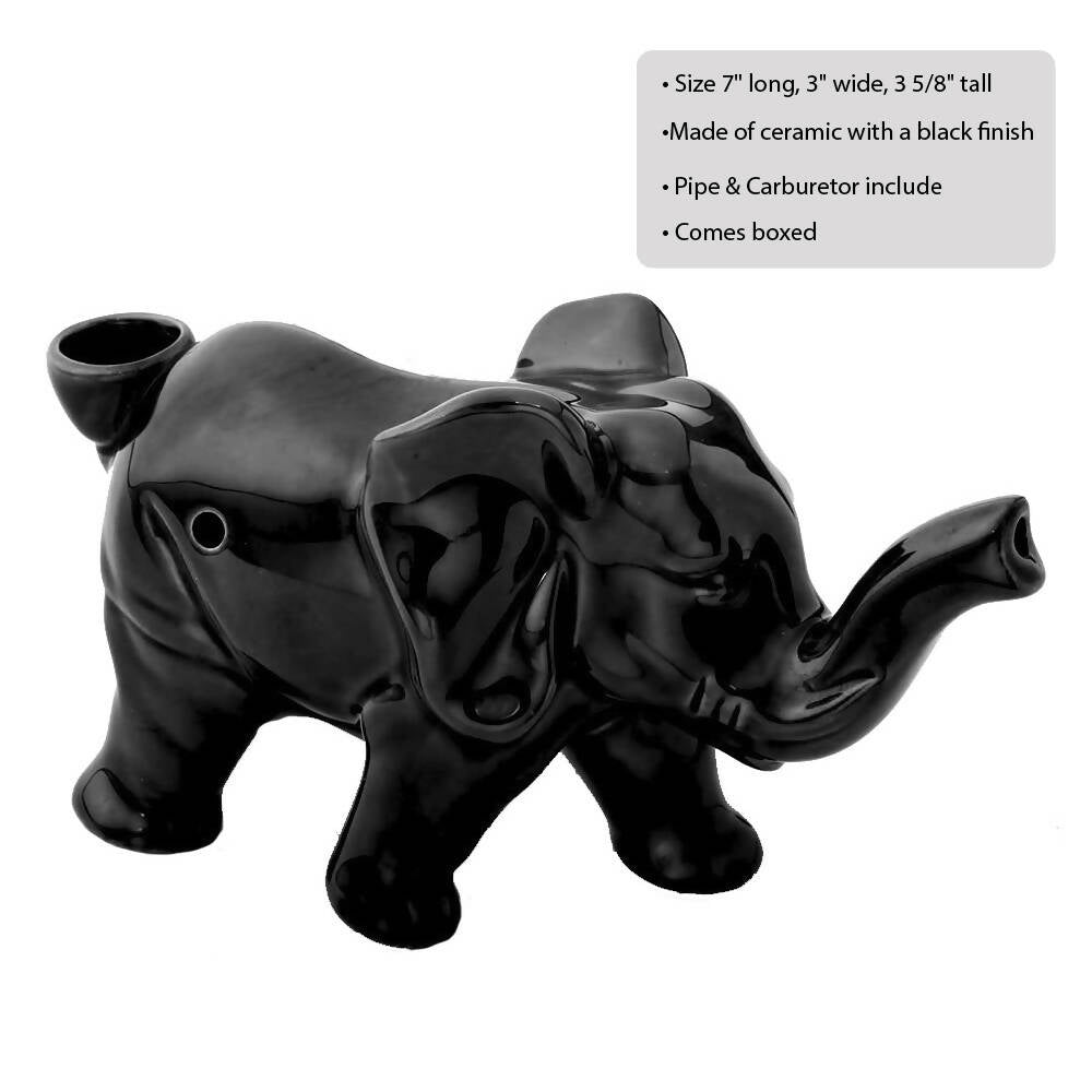 Elephant Novelty Pipe - Black Color Ceramic Pipe Roast and Toast Gifts
