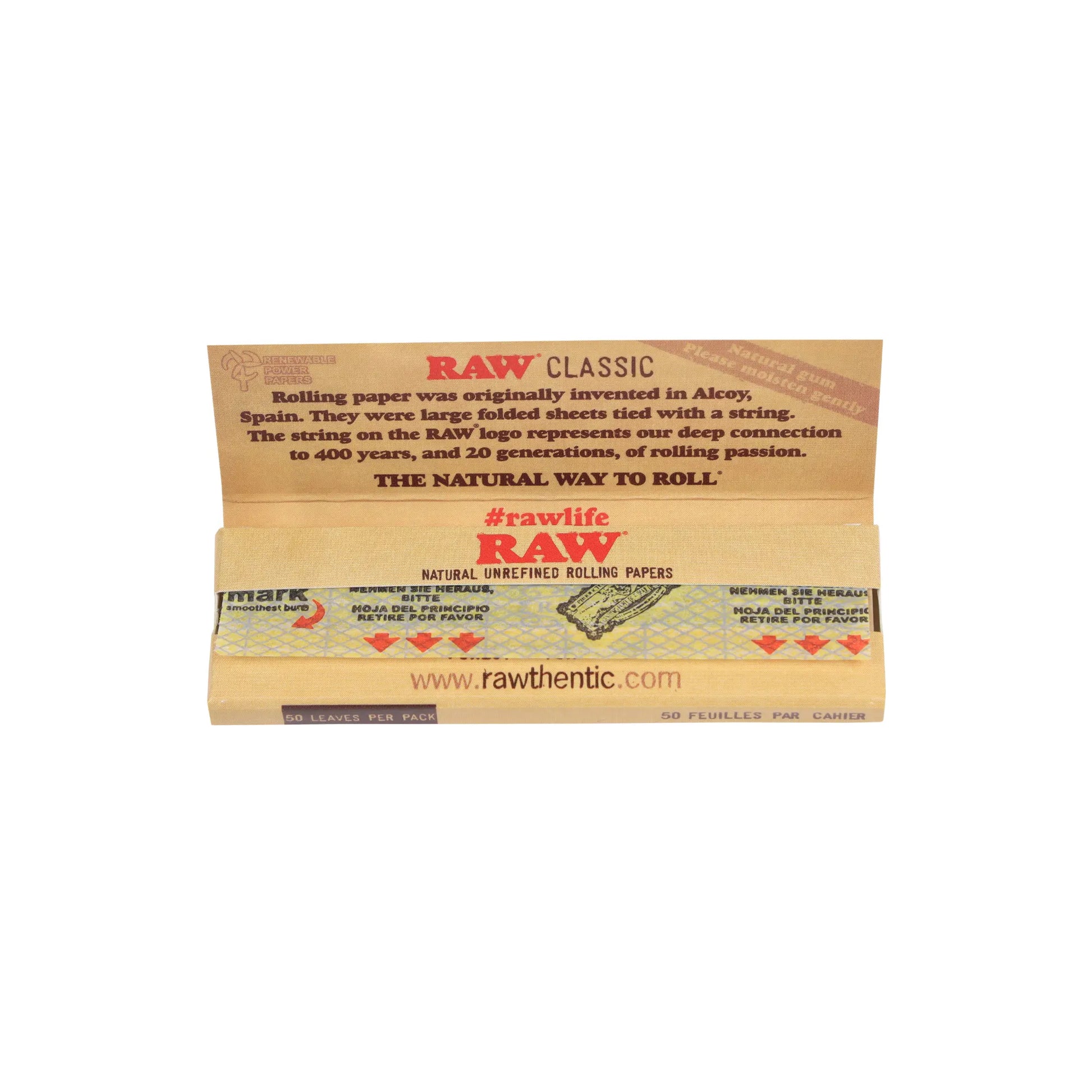 Raw classic single wide rolling paper [CP1070] - 50 packs Single Wide Size ONE