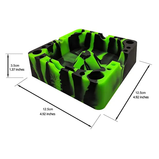 Herbhuggers | Premium Silicone Ashtray Featuring Center Tap Ash and Glassware Clearer with Accessory Organizing Slot Holders Silicone Ashtray ONE