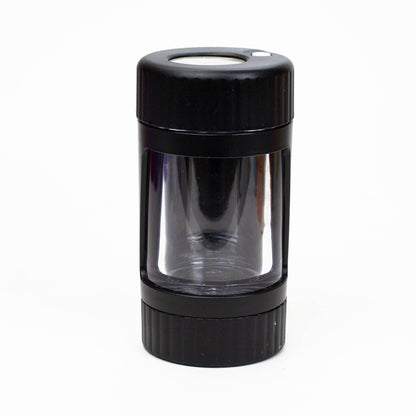 COOKIE | 4 IN 1 UTILITY JAR WITH GRINDER AND ONE HITTER Herb Saver Grinder LEHIGH WHOLESALE BLACK