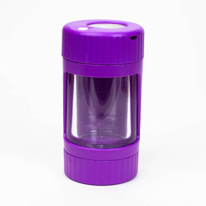 COOKIE | 4 IN 1 UTILITY JAR WITH GRINDER AND ONE HITTER Herb Saver Grinder LEHIGH WHOLESALE PURPLE