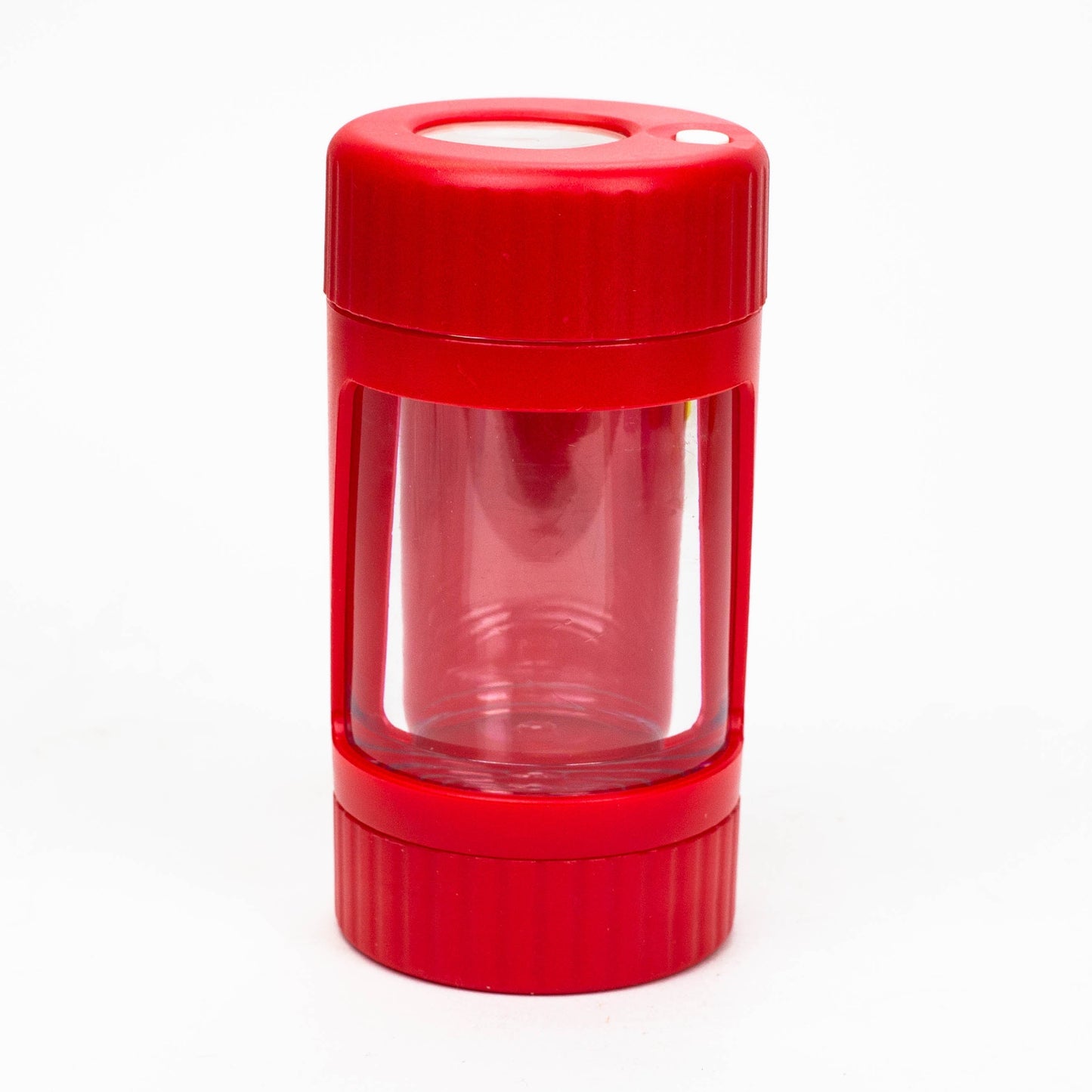 COOKIE | 4 IN 1 UTILITY JAR WITH GRINDER AND ONE HITTER Herb Saver Grinder LEHIGH WHOLESALE RED