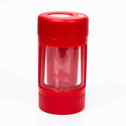 COOKIE | 4 IN 1 UTILITY JAR WITH GRINDER AND ONE HITTER Herb Saver Grinder LEHIGH WHOLESALE RED