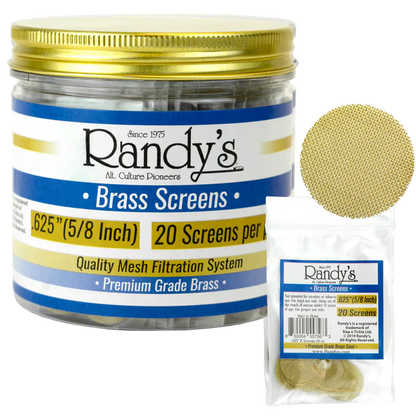 Randy’s® | 5" Screens – Jar of 20 (36 Jars / 720 Screens Total) Metal Screen LEHIGH WHOLESALE Brass