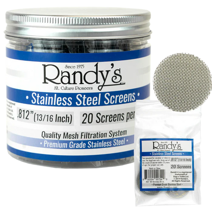 Randy’s® | 0.812" Stainless Steel Screens – Jar of 20 (36 Jars / 720 Screens Total) Metal Screen LEHIGH WHOLESALE